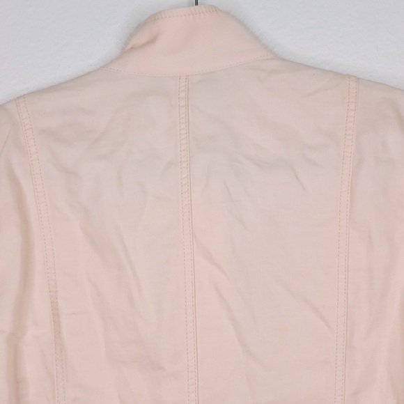 Talbots Utility Jacket Linen Blend Zip Front Pockets Light Pink Womens 16 - Picture 8 of 9